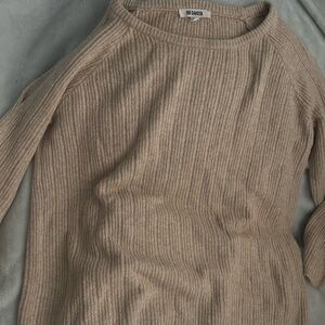 BB Dakota Tan Crew Neck Sweater Ribbed Knit Casual
